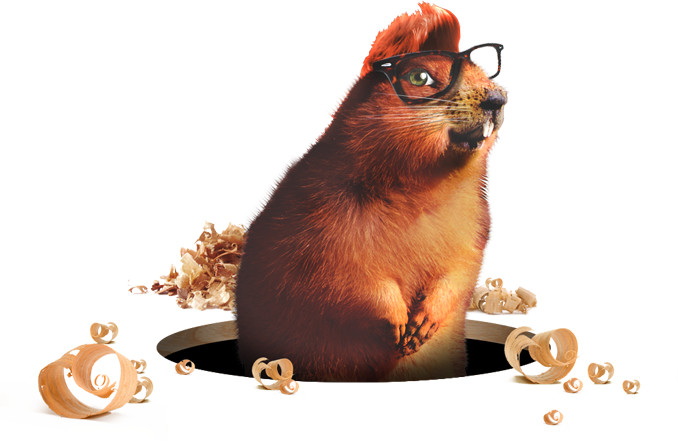 A Desk Gopher popping out of its hole